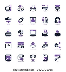 Computer Network icon pack for your website, mobile, presentation, and logo design. Computer Network icon dual tone design. Vector graphics illustration and editable stroke.