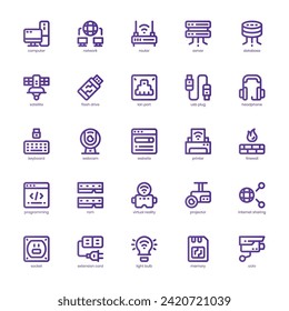 Computer Network icon pack for your website, mobile, presentation, and logo design. Computer Network icon basic line gradient design. Vector graphics illustration and editable stroke.
