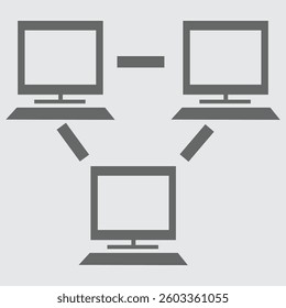 Computer network icon representing connectivity, communication, data exchange, and infrastructure.