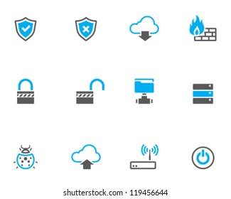 Computer network icon series in duo tone color style