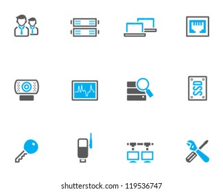 Computer network icon series in duo tone color style