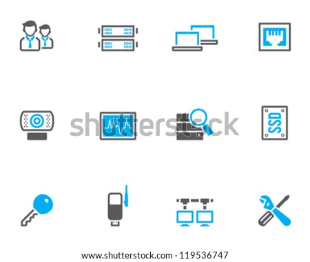 Computer network icon series in duo tone color style