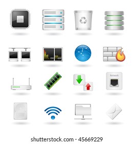 Computer And Network Icon Set. Vector Illustration.