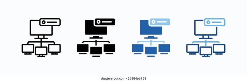 Computer Network Icon Sheet Multiple Style Collection Isolated Vector