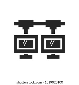 Computer network icon in thick outline style. Black and white monochrome vector illustration.