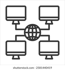 Computer Network Icon Vector Illustration Outline