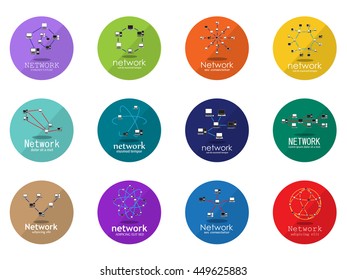 Computer Network Icons Set - Isolated On White Background - Vector Illustration, Graphic Design. For Web, Websites  