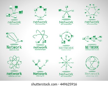 Computer Network Icons Set - Isolated On Gray Background - Vector Illustration, Graphic Design. For Web, Websites  