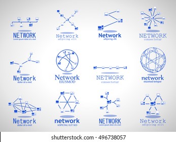 Computer Network Icons Set - Isolated On Gray Background - Vector Illustration, Graphic Design. For Web,Websites,App, Print,Presentation Templates,Mobile Applications And Promotional Materials