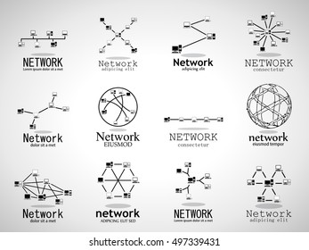 Computer Network Icons Set - Isolated On Gray Background - Vector Illustration, Graphic Design. For Web,Websites,App, Print,Presentation Templates,Mobile Applications And Promotional Materials