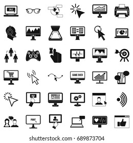 Computer network icons set. Simple style of 36 computer network vector icons for web isolated on white background