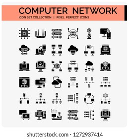 Computer Network Icons Set. UI Pixel Perfect Well-crafted Vector Thin Line Icons. The illustrations are a vector.