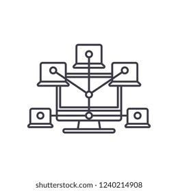 Computer network line icon concept. Computer network vector linear illustration, symbol, sign