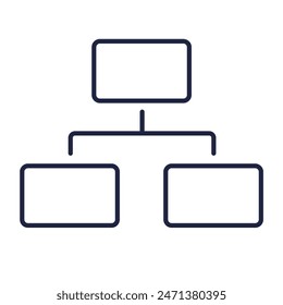 Computer Network line icon. Hierarchy system, lan logo symbol for web, mobile. Cloud computing, IOT, Information technology, Computer Software. White background. Editable vector stroke. Pixel Perfect.