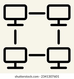 Computer network line icon. Home network vector illustration isolated on white. Web net outline style design, designed for web and app. Eps 10