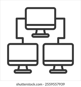 Computer Network Outline Icon Vector Illustration