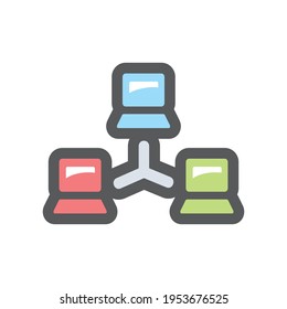 Computer Network scheme Vector icon Cartoon illustration