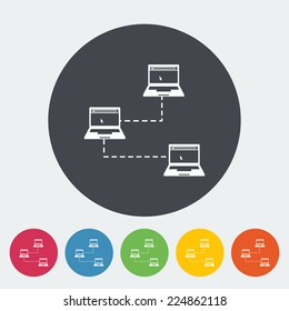 Computer network. Single flat icon on the circle. Vector illustration.