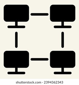Computer network solid icon. Home network vector illustration isolated on white. Web net glyph style design, designed for web and app. Eps 10