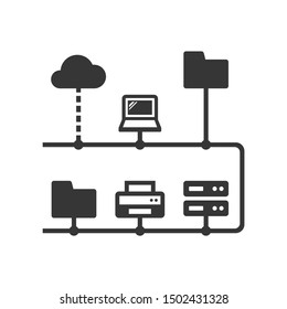 Computer Network Structure with Different Net devices. Vector