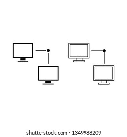 Computer network vector icon in line and glyph style.