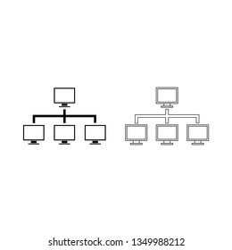 Computer network vector icon in line and glyph style.