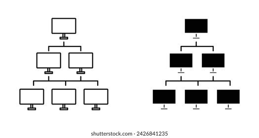 Computer Network Vector Illustration Set. Laptop LAN Sharing Sign in Suitable for Apps and Websites UI Design Style.