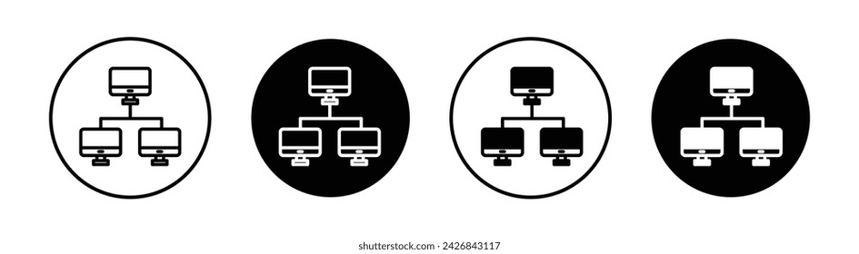 Computer network vector line icon illustration.