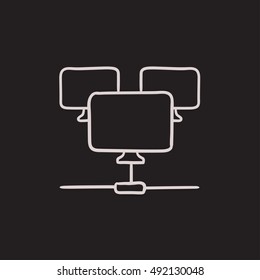 Computer network vector sketch icon isolated on background. Hand drawn Computer network icon. Computer network sketch icon for infographic, website or app.