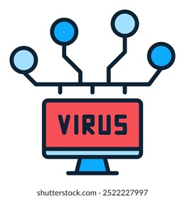 Computer Network with Virus vector concept colored icon or symbol