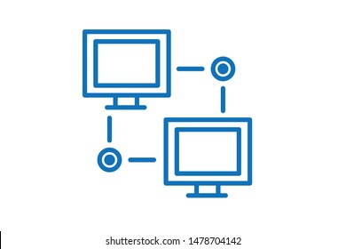 Computer networking communication icon vector blue version