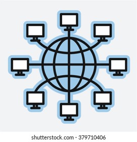 Computer networks earth globe, World Wide Web concept, vector illustration 
