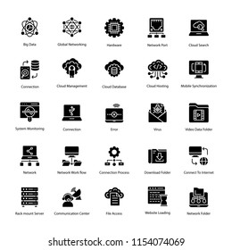 
Computer and Networks Glyph Icons Set 
