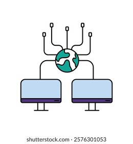 Computer Networks icon with white background vector stock illustration