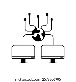 Computer Networks icon with white background vector stock illustration