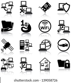 Computer Networks Related Icons/ Silhouettes.