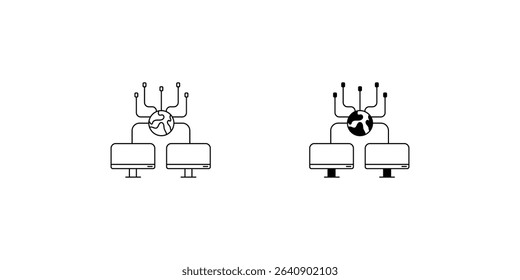 Computer Networks set icon with white background vector stock illustration