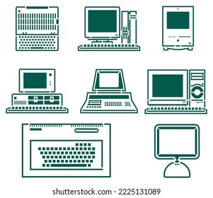 computer new and old with keyboard set icon vector illustration