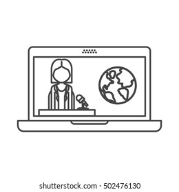 computer with news journalist