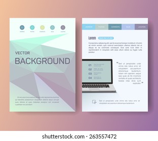 Computer, Notebook, Booklet magazine poster flyer abstract banner creative decorative illustration vector brochure template shape Watercolor stain sheet paper aquarelle geometry, eps 10
