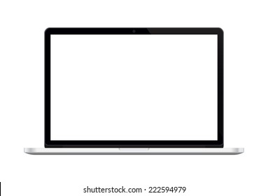 Computer Notebook display white on white background. Use print and website or etc