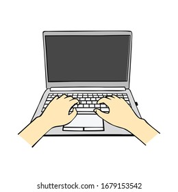 Computer notebook hand drawn information technology vector.