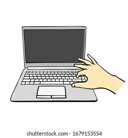 Computer notebook hand drawn information technology vector.