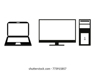 computer with Notebook icon clip art design by vector