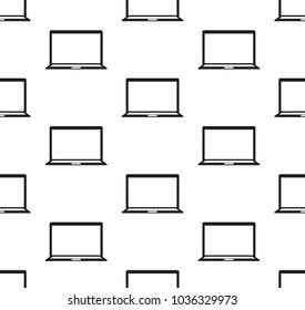 Computer Notebook icon Vector Illustration. Laptop Flat Sign. Seamless on White Background.