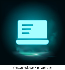 Computer, notebook neon icon - Vector. Blue neon illustration. Computer, notebook neon icon - Vector. Infographic concept vector illustration