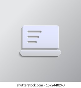 computer, notebook paper style,  icon. Grey color vector background