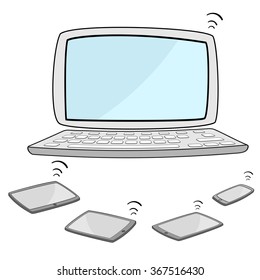 computer notebook with tablet and smartphone