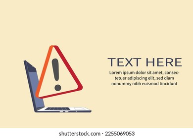Computer notification badge symbol. Safety warning sign Warning on dangers of computer, email, and spam fraud Online Scam Alerts data security.