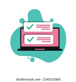 Computer with notifications, business concept. Vector illustration